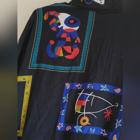 Vintage Nino Wong Abstract Black Shirt Sz M Made in USA 80's Vibes Unique Retro - Picture 7 of 14